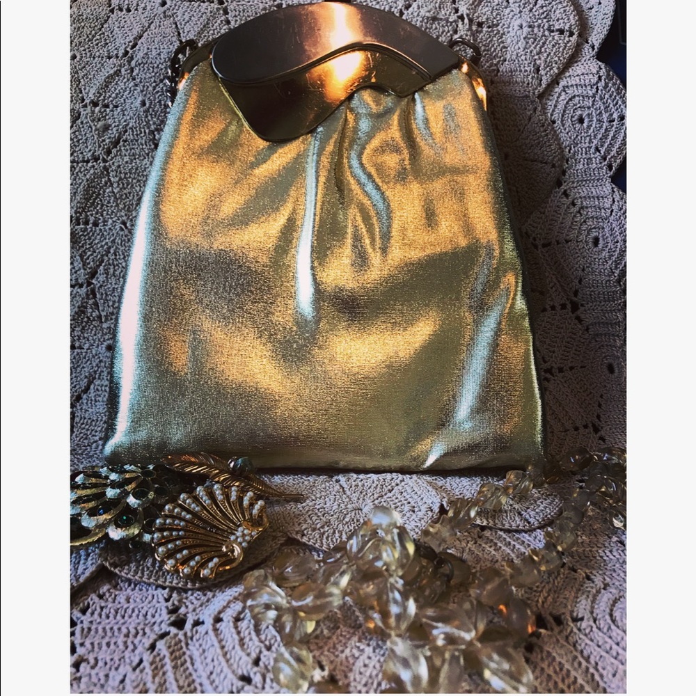 Vintage metallic gold silver evening bag